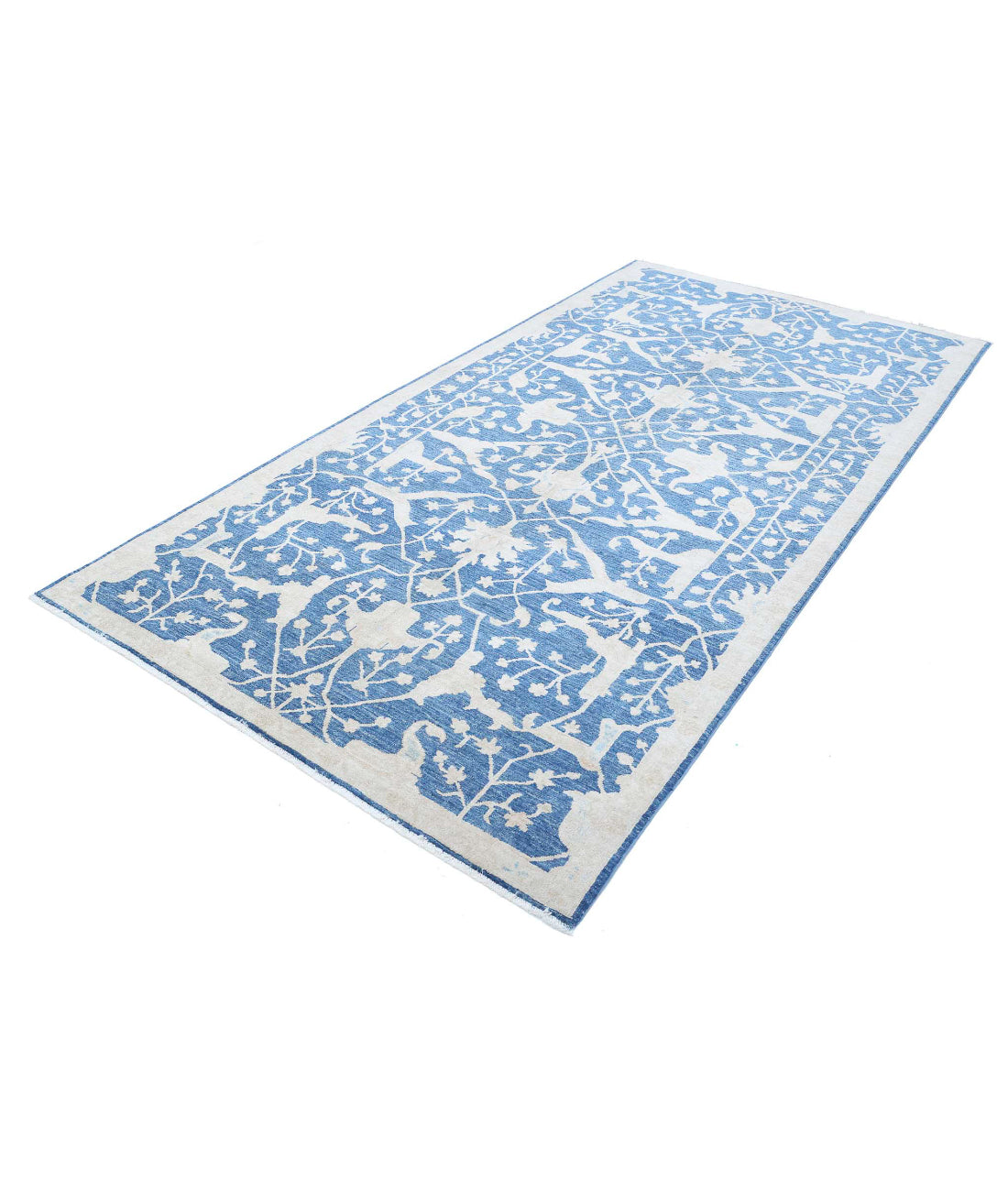 Hand Knotted Artemix Wool Rug - 4'11'' x 9'4'' 4'11'' x 9'4'' (148 X 280) / Blue / Ivory