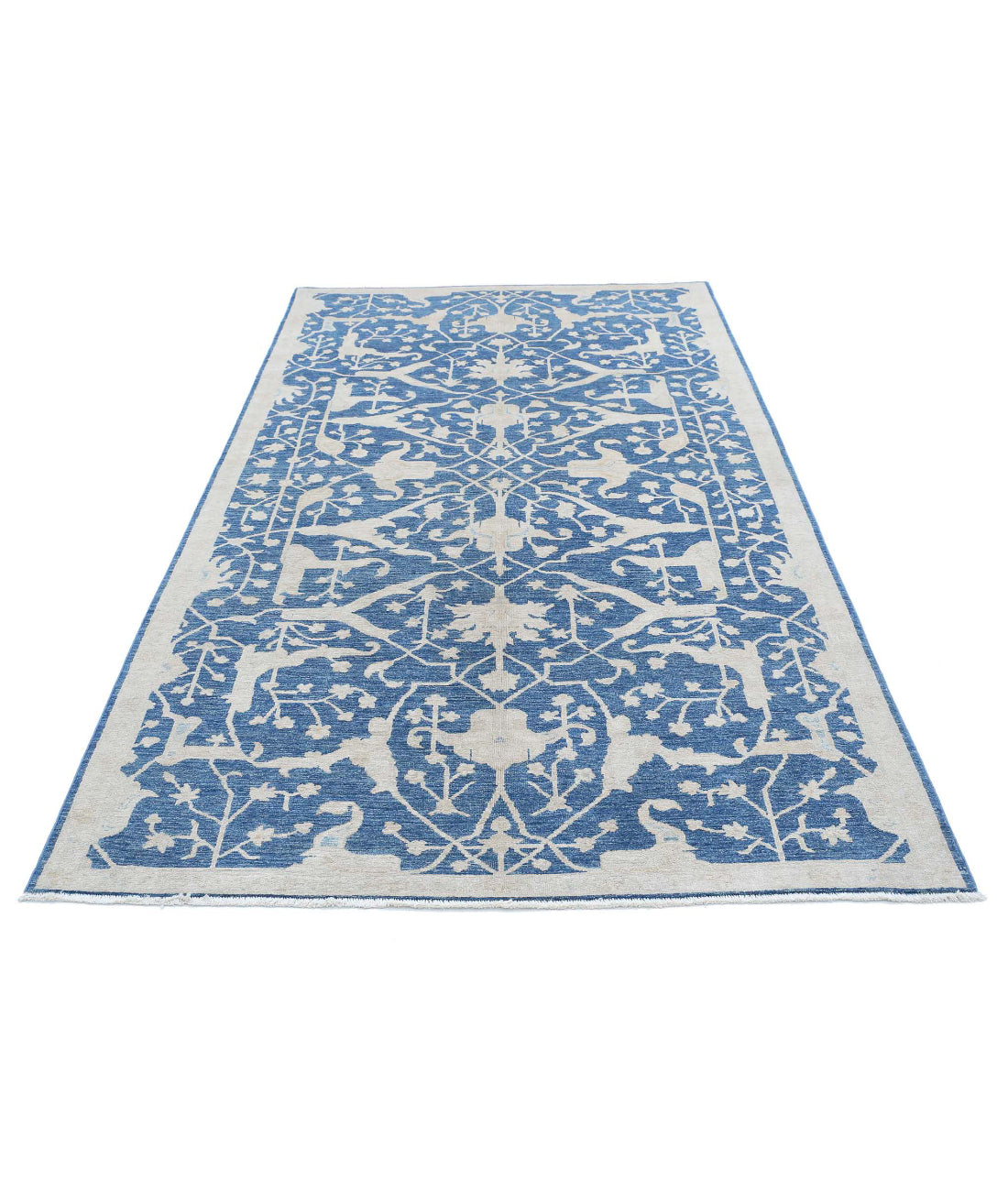 Hand Knotted Artemix Wool Rug - 4'11'' x 9'4'' 4'11'' x 9'4'' (148 X 280) / Blue / Ivory