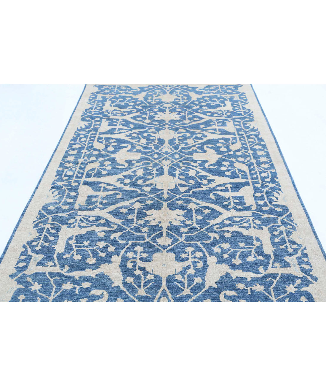 Hand Knotted Artemix Wool Rug - 4'11'' x 9'4'' 4'11'' x 9'4'' (148 X 280) / Blue / Ivory