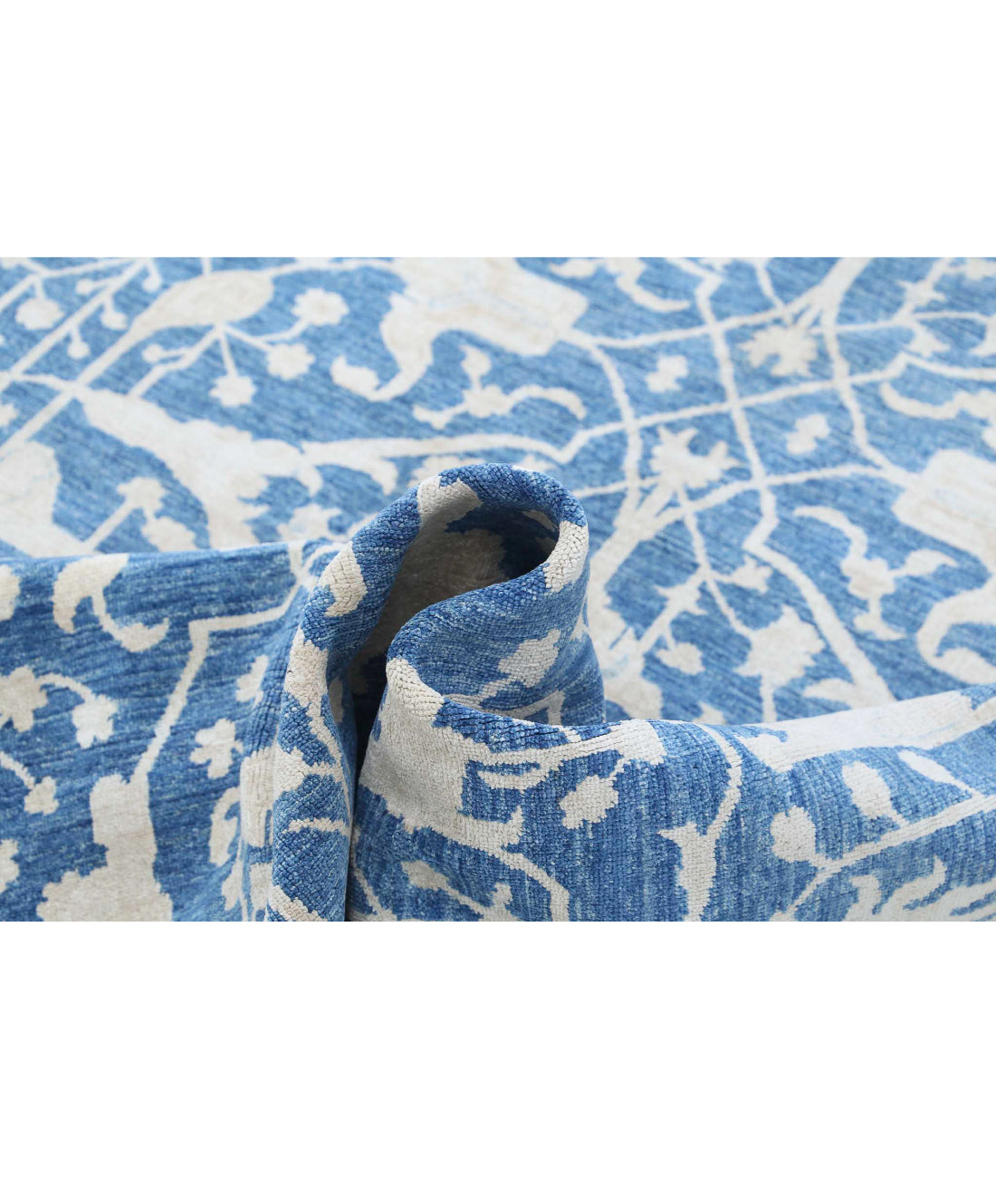 Hand Knotted Artemix Wool Rug - 4'11'' x 9'4'' 4'11'' x 9'4'' (148 X 280) / Blue / Ivory