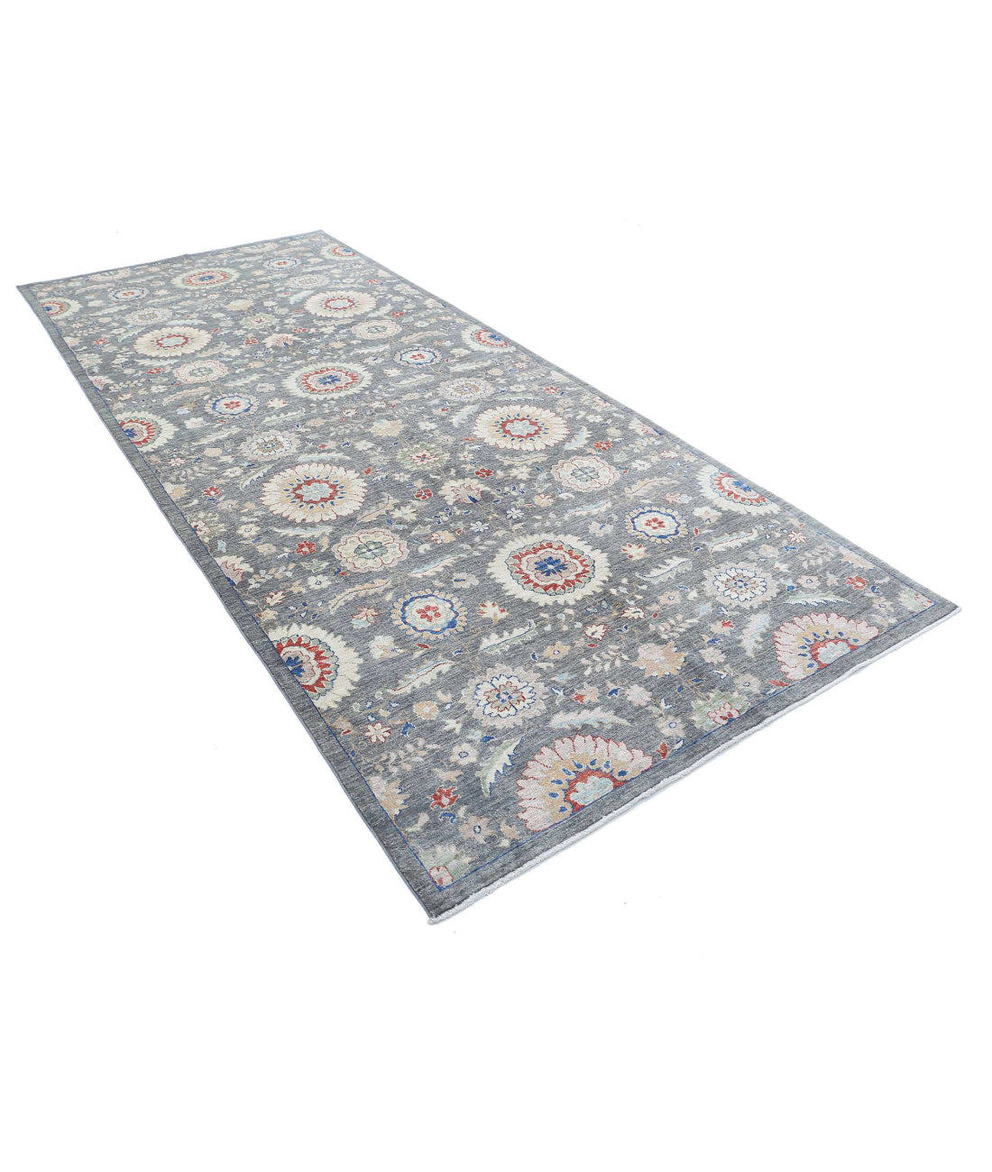 Hand Knotted Artemix Wool Rug - 5'0'' x 11'8'' 5'0'' x 11'8'' (150 X 350) / Grey / Ivory