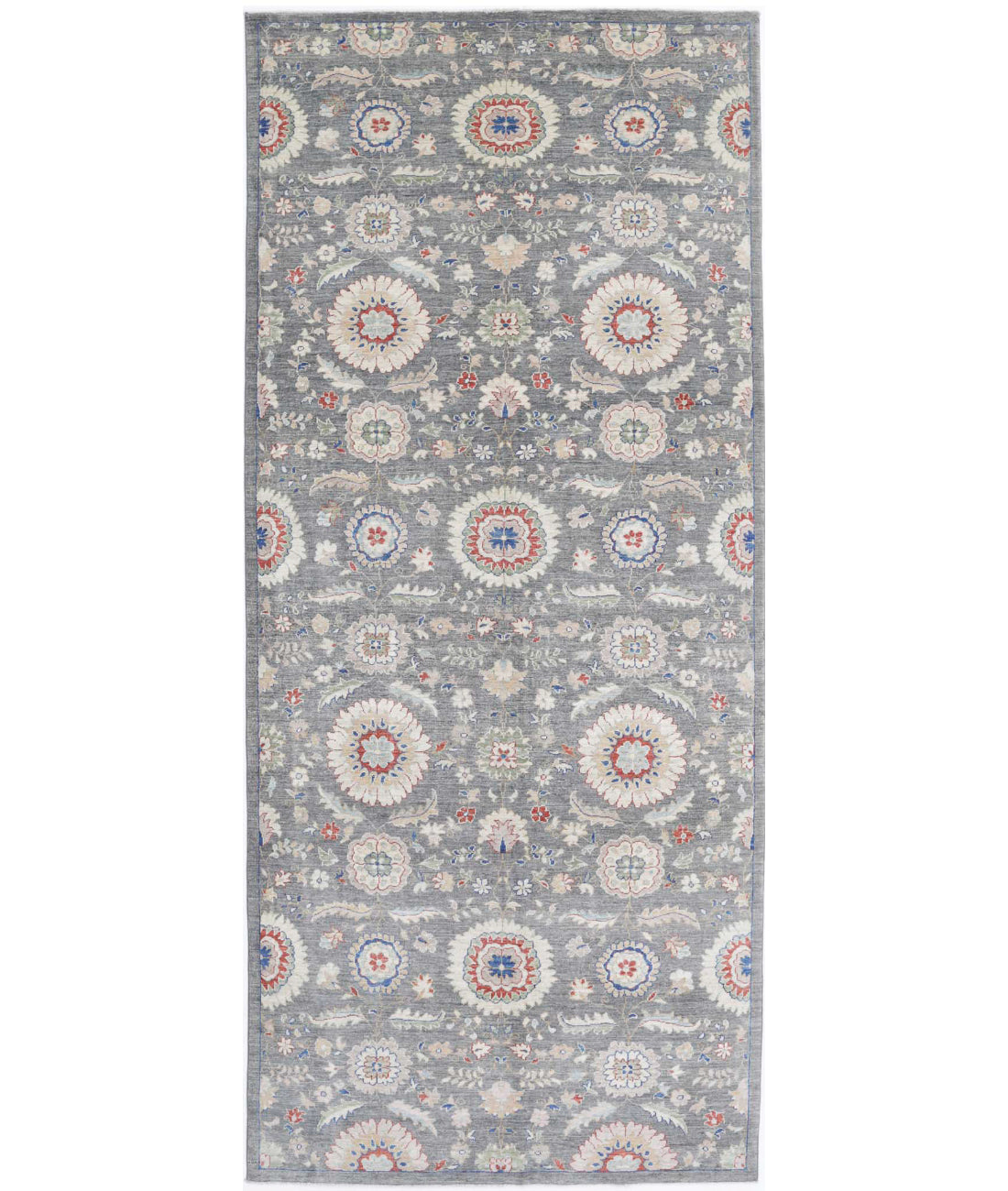 Hand Knotted Artemix Wool Rug - 5'0'' x 11'8'' 5'0'' x 11'8'' (150 X 350) / Grey / Ivory