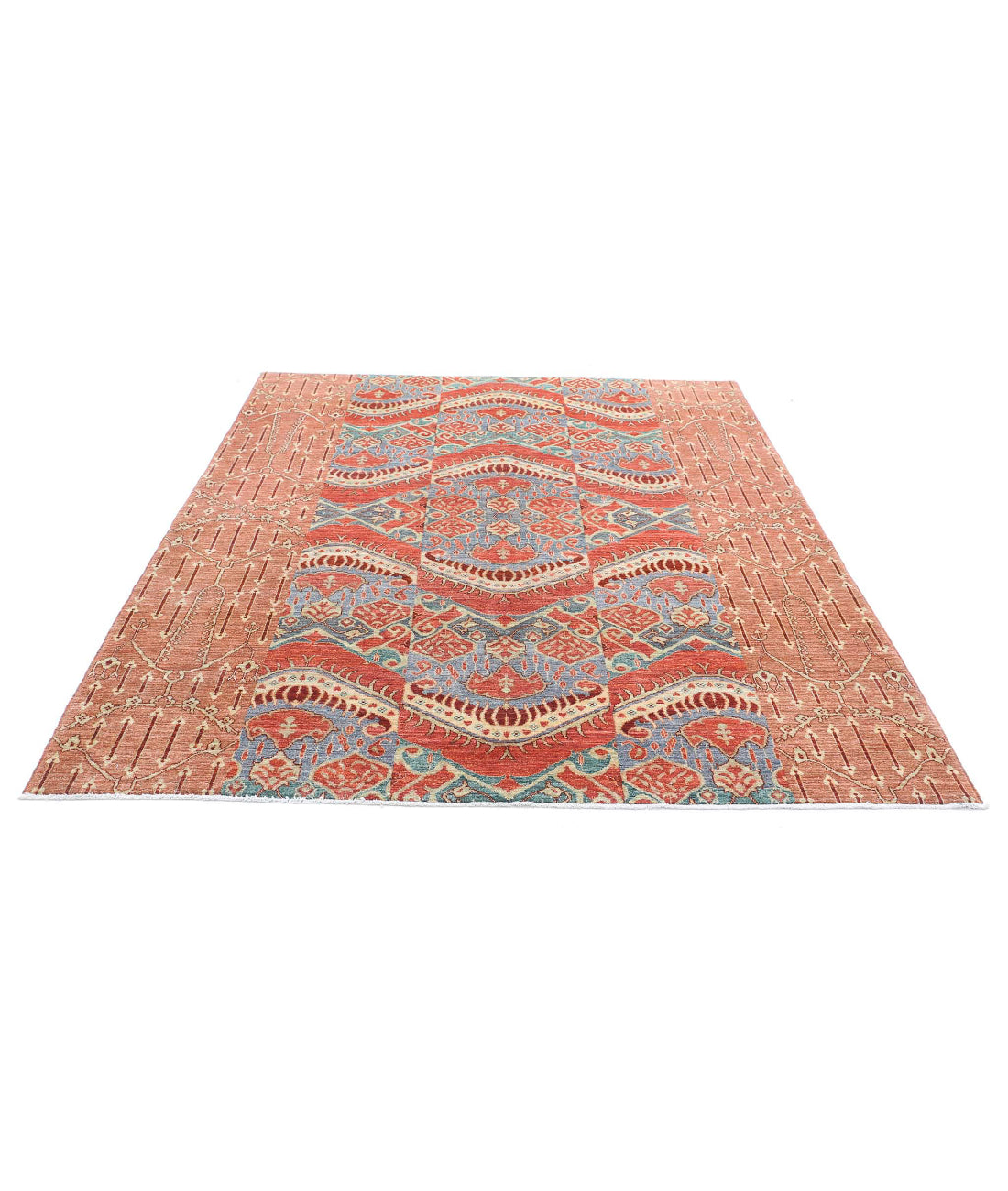 Hand Knotted Artemix Wool Rug - 6'9'' x 8'4'' 6'9'' x 8'4'' (203 X 250) / Multi / Rust