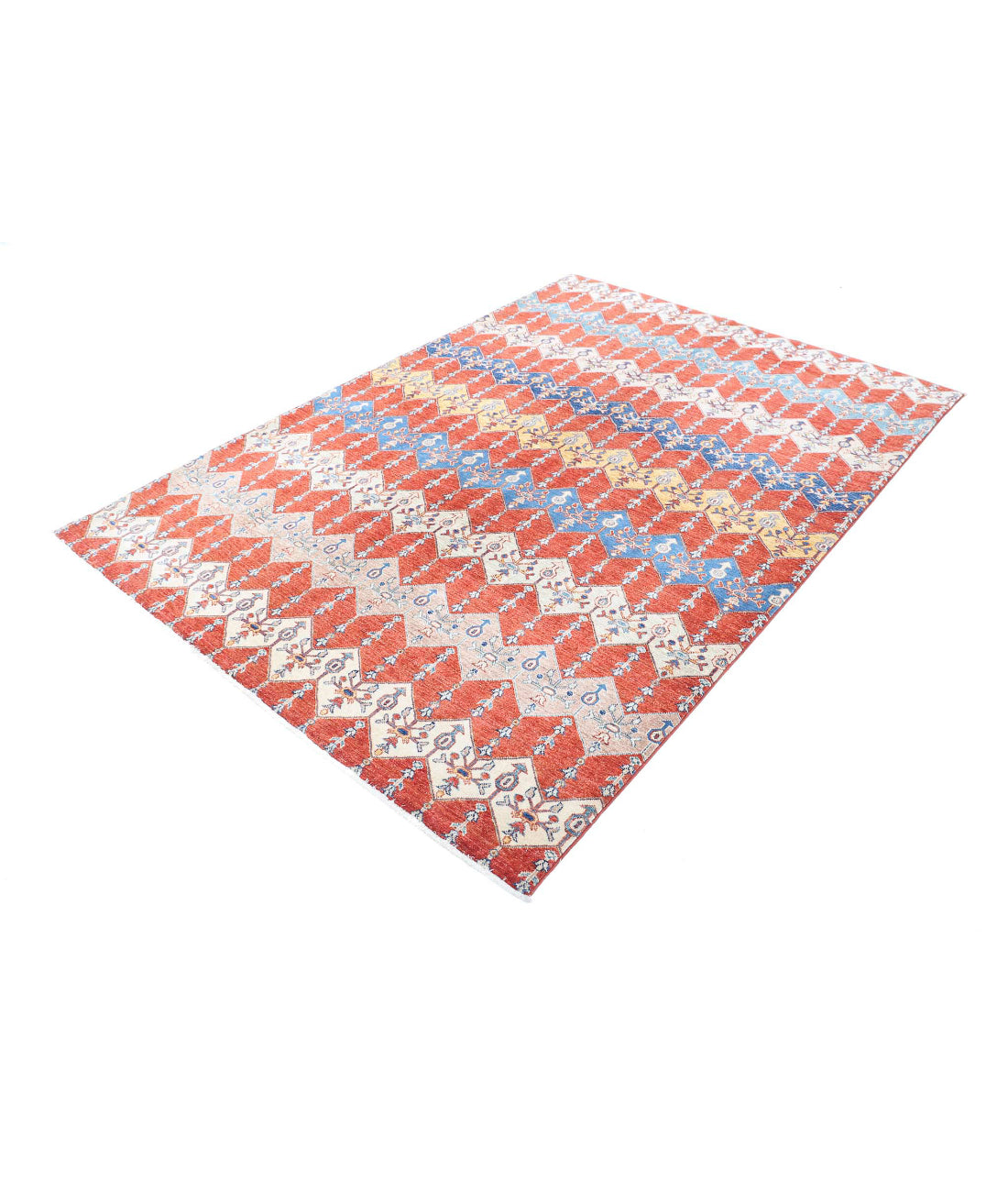 Hand Knotted Artemix Wool Rug - 5'6'' x 7'10'' 5'6'' x 7'10'' (165 X 235) / Red / Multi