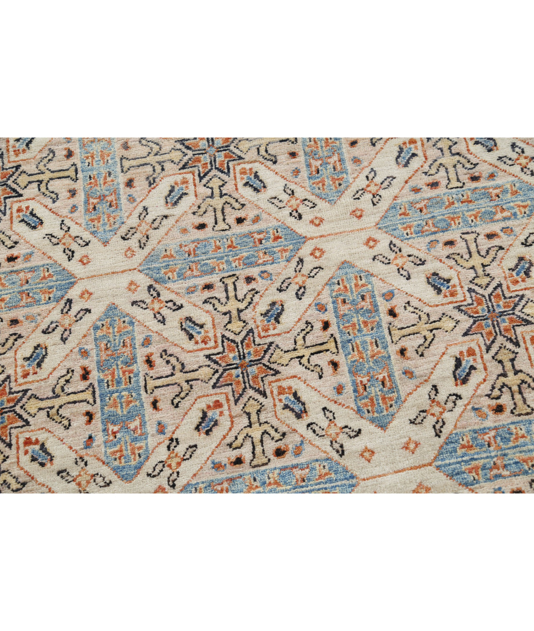 Hand Knotted Artemix Wool Rug - 4'10'' x 9'4'' 4'10'' x 9'4'' (145 X 280) / Ivory / Blue