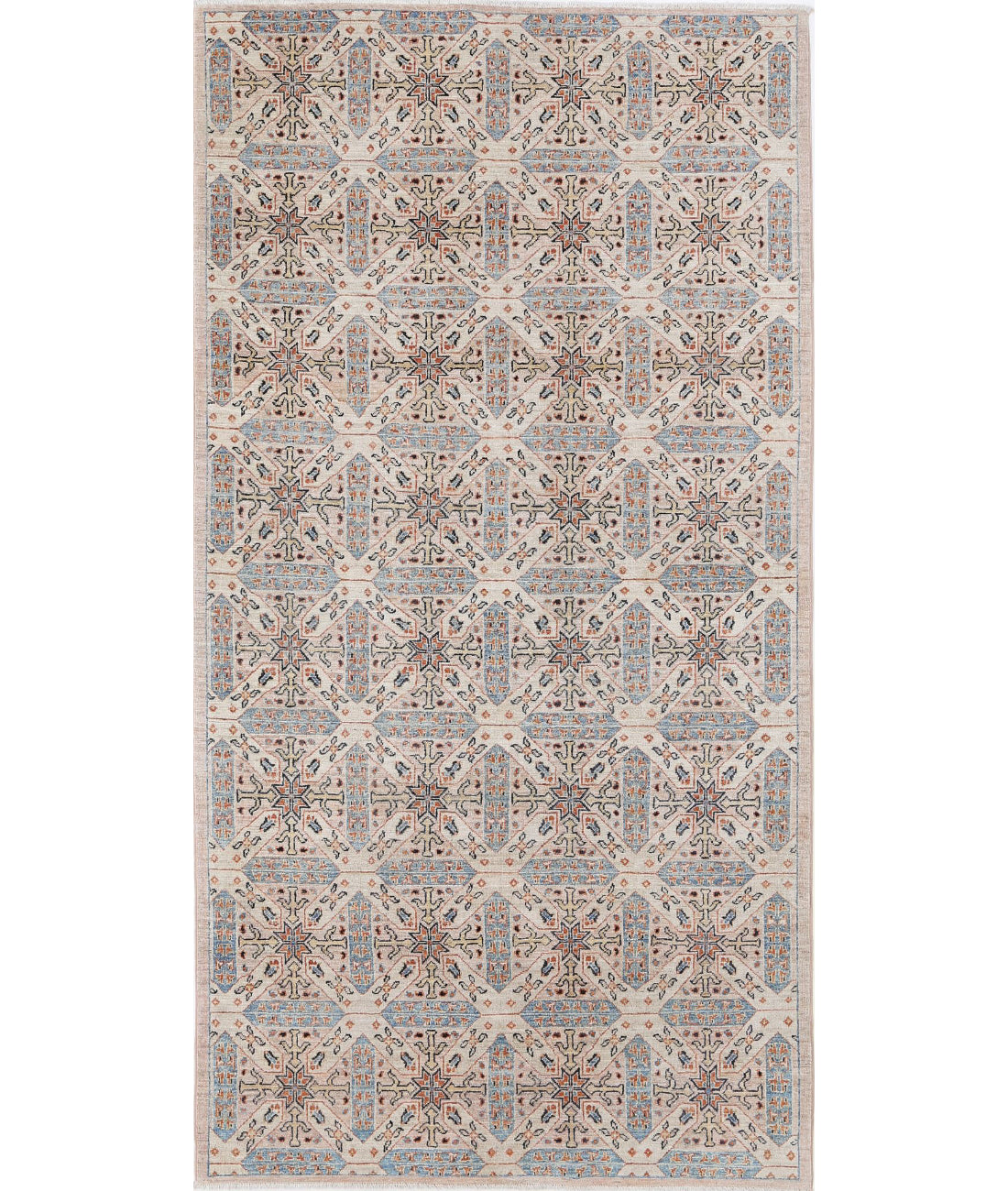 Hand Knotted Artemix Wool Rug - 4&#39;10&#39;&#39; x 9&#39;4&#39;&#39; 4&#39;10&#39;&#39; x 9&#39;4&#39;&#39; (145 X 280) / Ivory / Blue