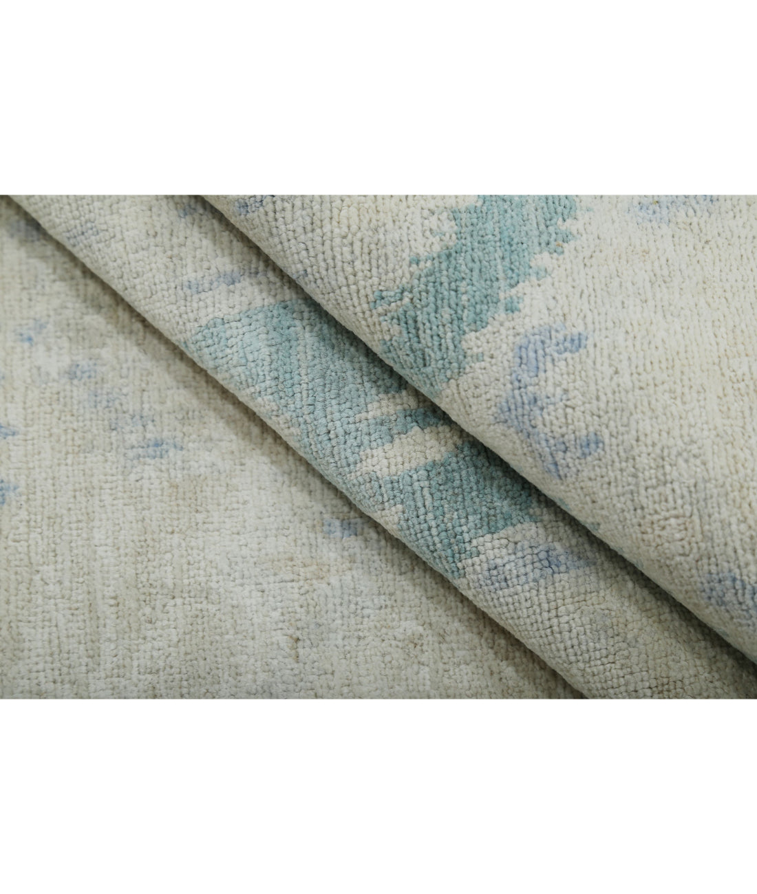 Hand Knotted Ikat Wool Rug - 7'10'' x 9'10'' 7'10'' x 9'10'' (235 X 295) / Ivory / Green