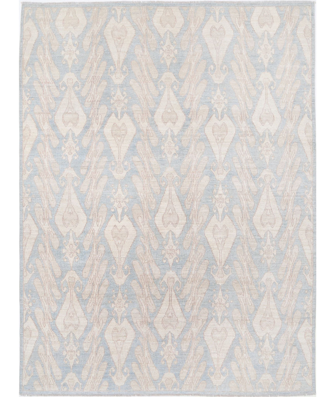 Hand Knotted Ikat Wool Rug - 8'8'' x 11'6''