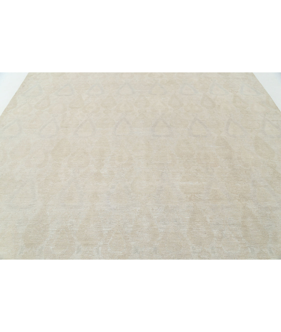 Hand Knotted Ikat Wool Rug - 8'10'' x 11'5'' 8'10'' x 11'5'' (265 X 343) / Ivory / Taupe