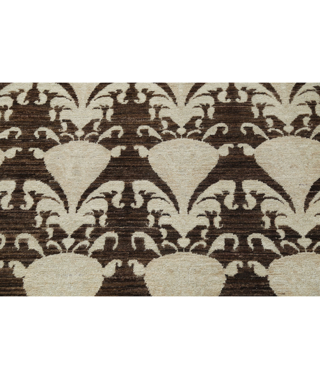Hand Knotted Ikat Wool Rug - 8'8'' x 12'2'' 8'8'' x 12'2'' (260 X 365) / Brown / Ivory