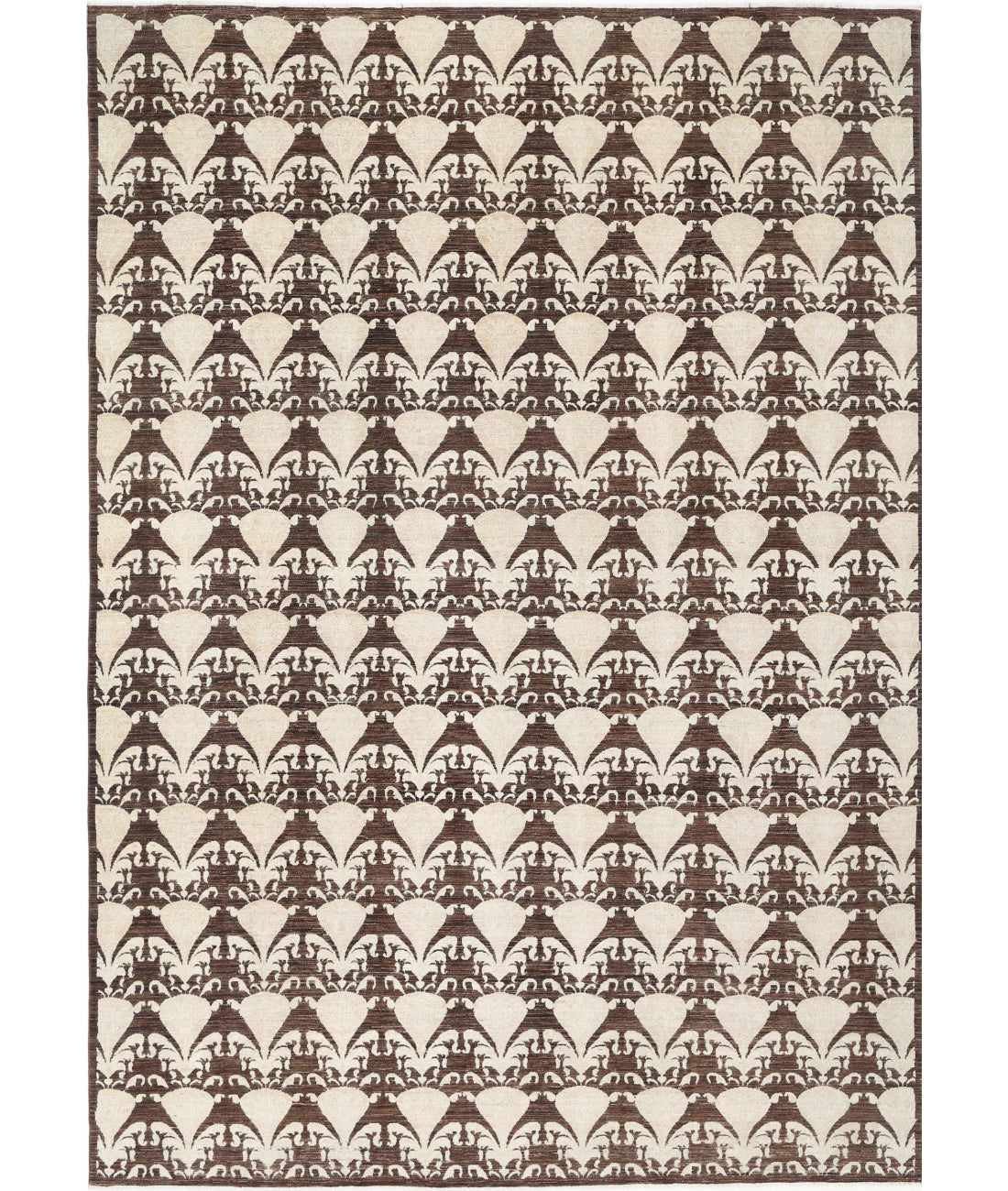 Hand Knotted Ikat Wool Rug - 8'8'' x 12'2''