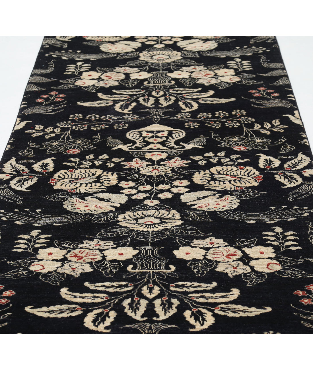 Hand Knotted Artemix Wool Rug - 3'6'' x 22'9'' 3'6'' x 22'9'' (105 X 683) / Black / Ivory