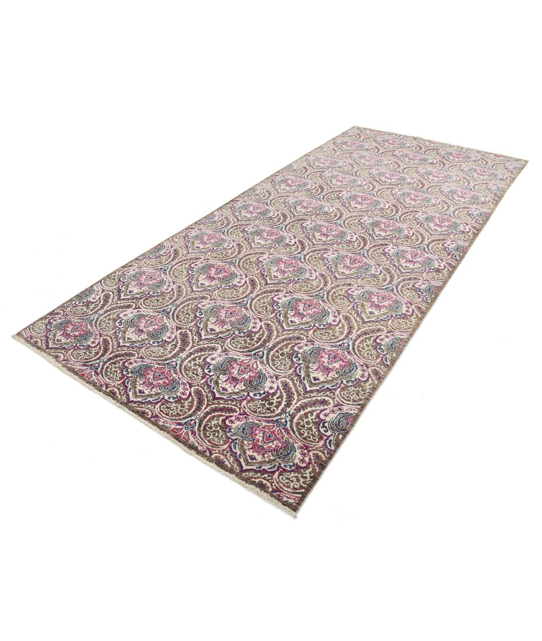 Hand Knotted Artemix Wool Rug - 5'2'' x 11'4'' 5'2'' x 11'4'' (155 X 340) / Brown / Pink