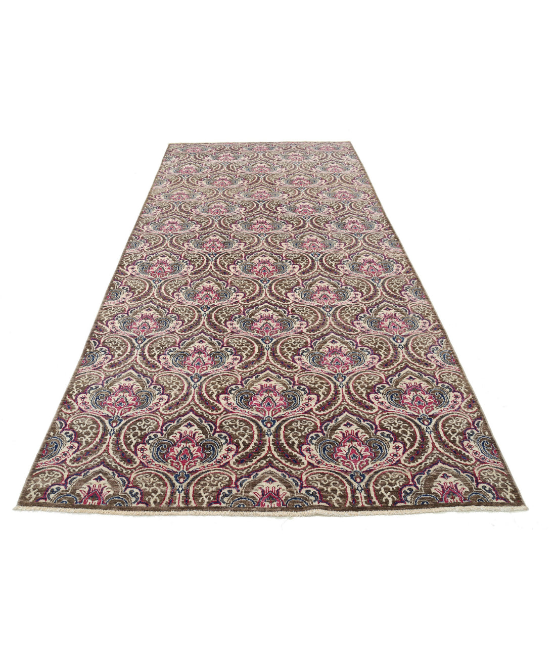 Hand Knotted Artemix Wool Rug - 5'2'' x 11'4'' 5'2'' x 11'4'' (155 X 340) / Brown / Pink