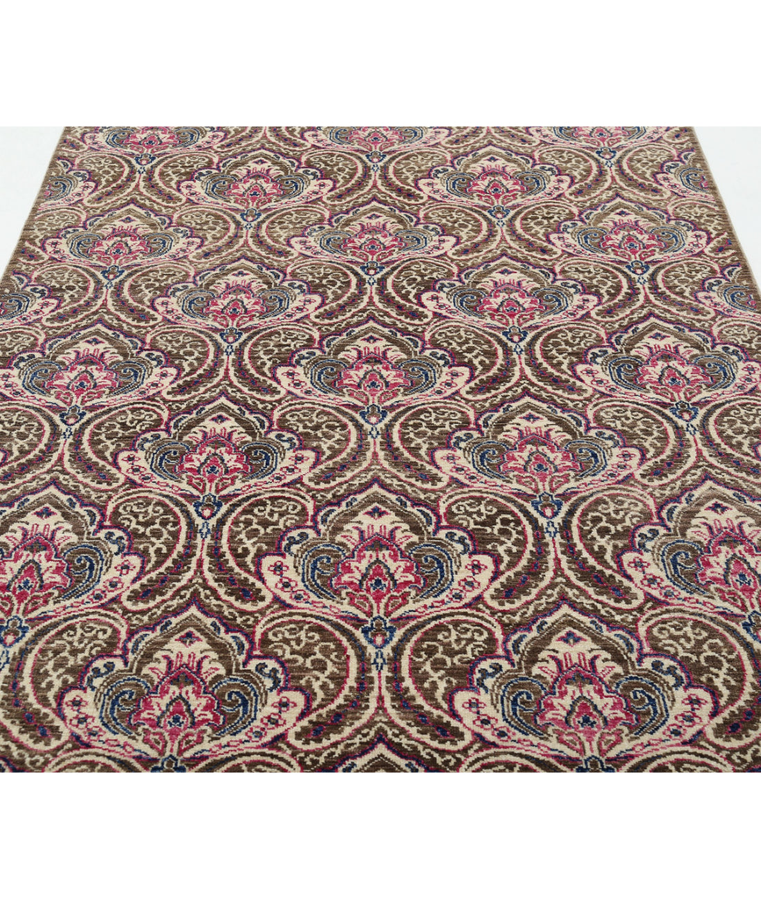 Hand Knotted Artemix Wool Rug - 5'2'' x 11'4'' 5'2'' x 11'4'' (155 X 340) / Brown / Pink