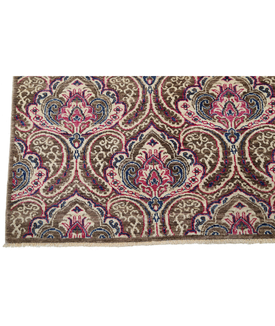 Hand Knotted Artemix Wool Rug - 5'2'' x 11'4'' 5'2'' x 11'4'' (155 X 340) / Brown / Pink
