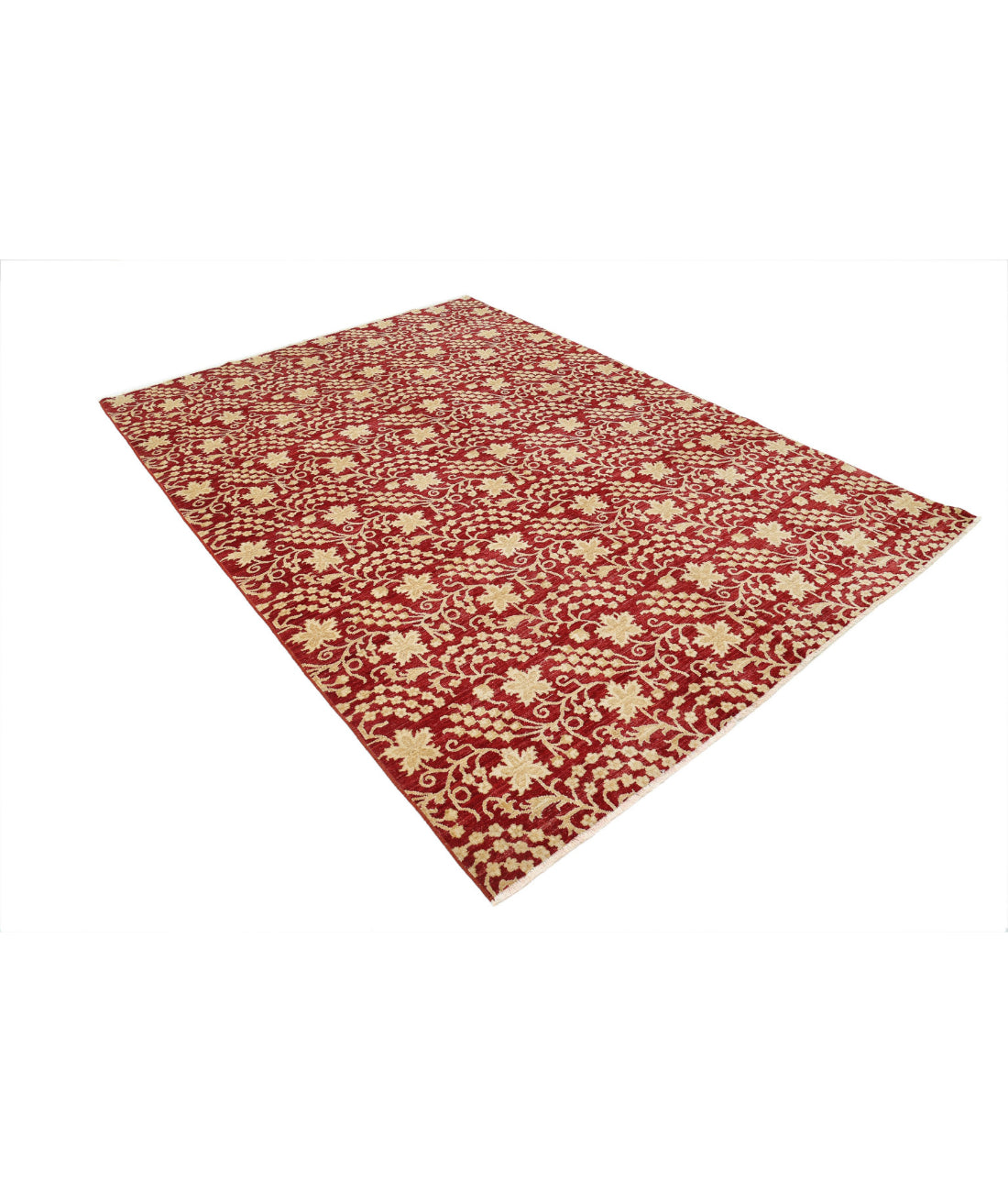 Hand Knotted Artemix Wool Rug - 6'7'' x 9'5'' 6'7'' x 9'5'' (198 X 283) / Red / Ivory