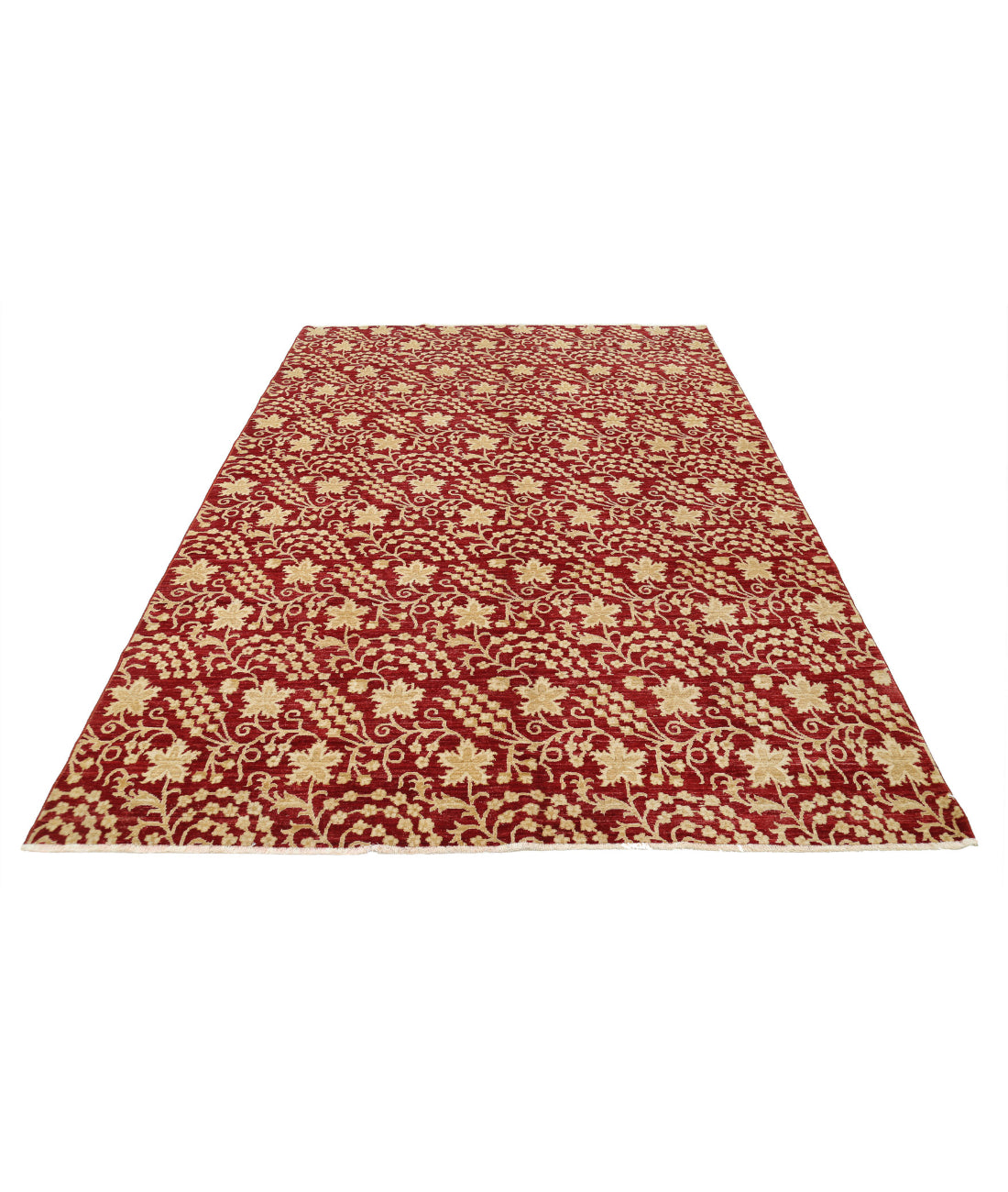 Hand Knotted Artemix Wool Rug - 6'7'' x 9'5'' 6'7'' x 9'5'' (198 X 283) / Red / Ivory