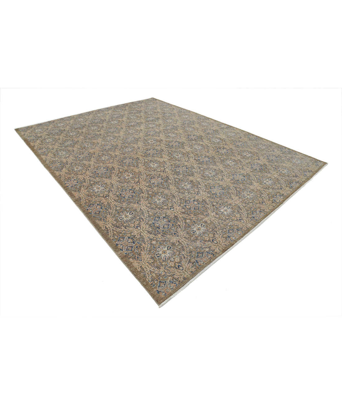 Hand Knotted Artemix Wool Rug - 8'11'' x 11'8'' 8'11'' x 11'8'' (268 X 350) / Brown / Blue