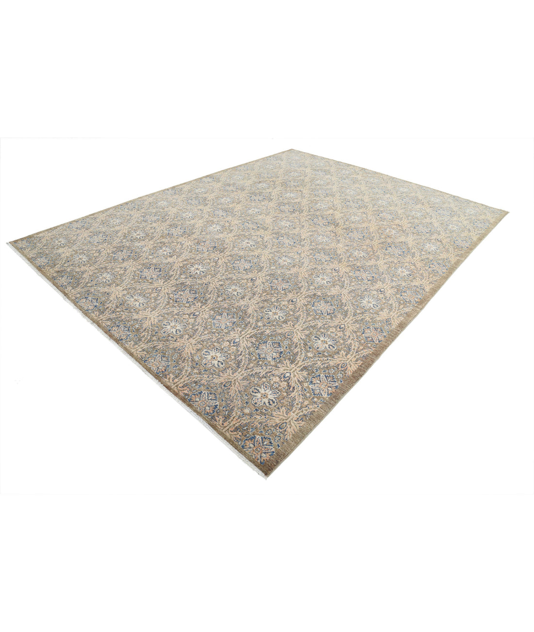 Hand Knotted Artemix Wool Rug - 8'11'' x 11'8'' 8'11'' x 11'8'' (268 X 350) / Brown / Blue