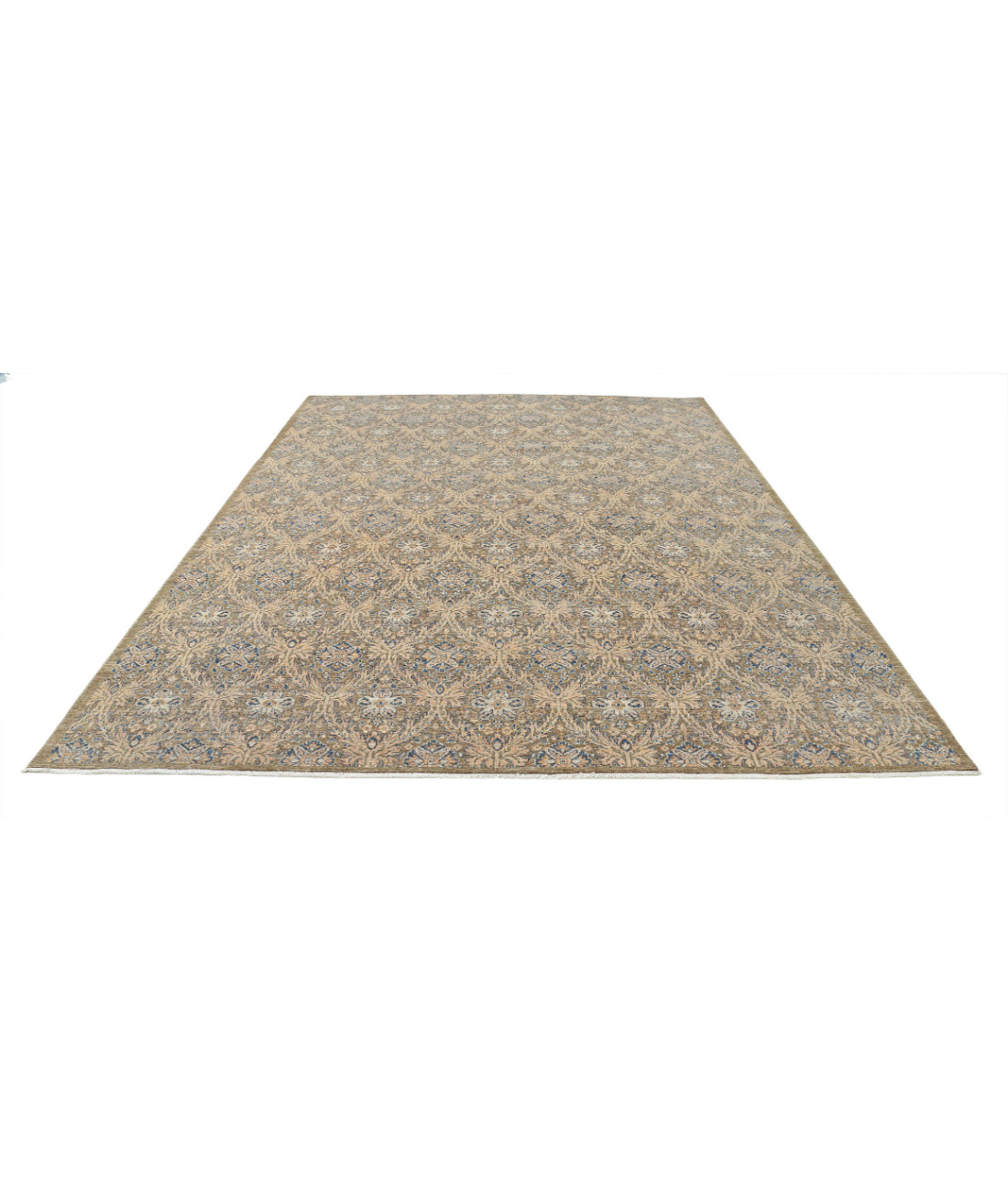 Hand Knotted Artemix Wool Rug - 8'11'' x 11'8'' 8'11'' x 11'8'' (268 X 350) / Brown / Blue