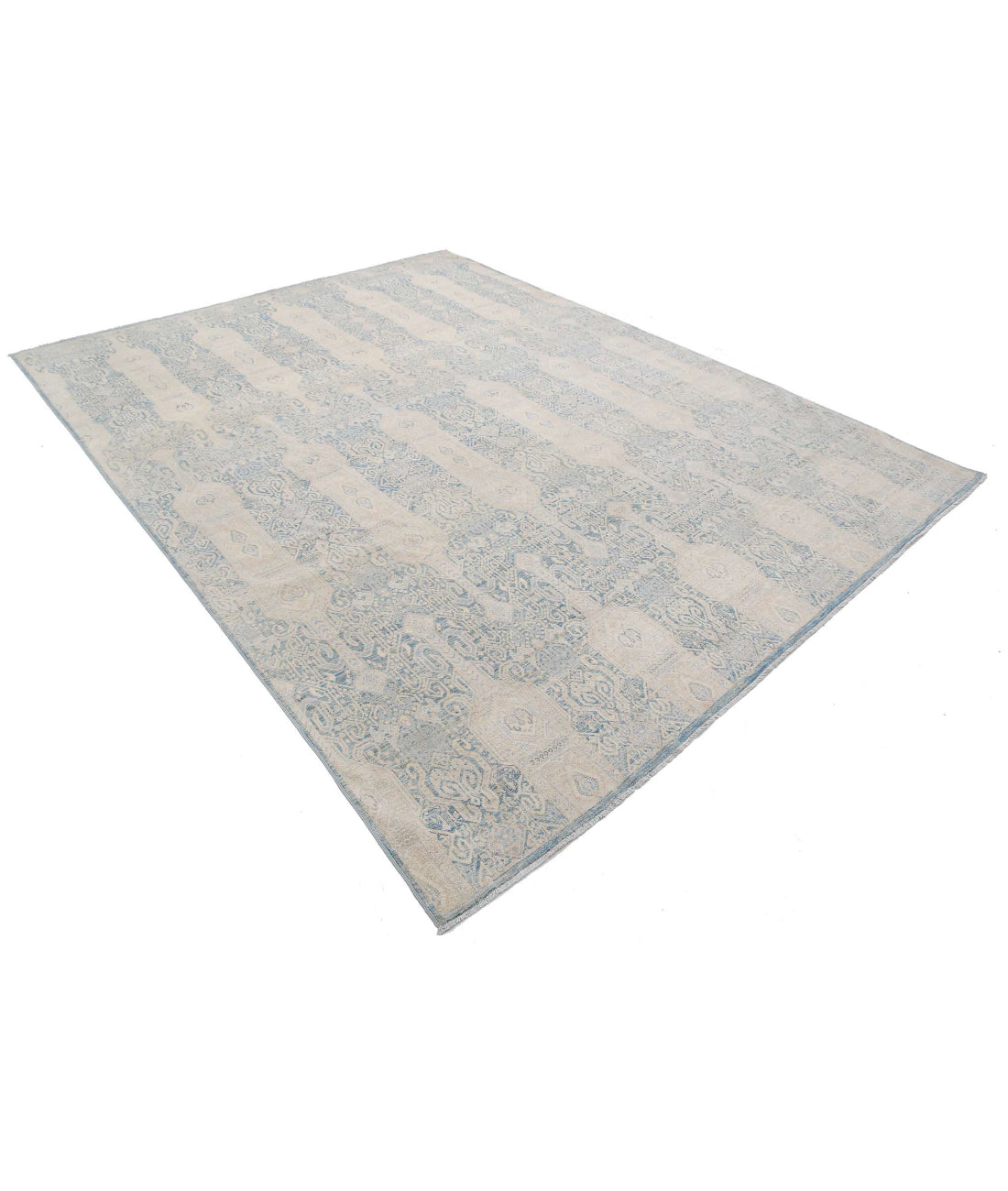 Hand Knotted Fine Artemix Wool Rug - 7'11'' x 10'4'' 7'11'' x 10'4'' (238 X 310) / Blue / Ivory
