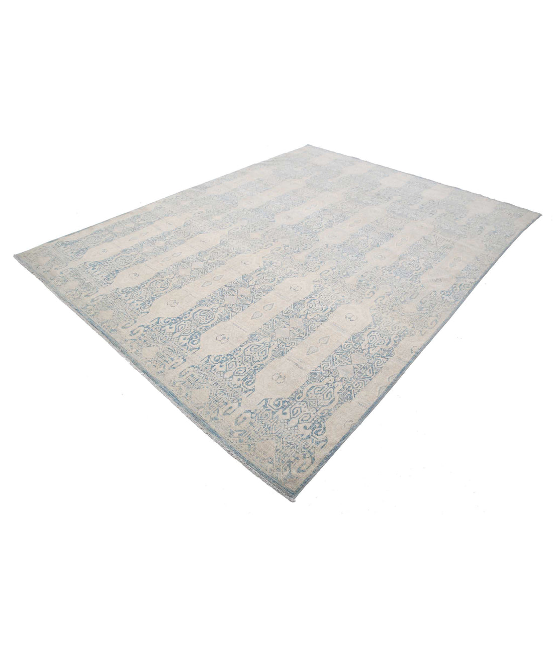 Hand Knotted Fine Artemix Wool Rug - 7'11'' x 10'4'' 7'11'' x 10'4'' (238 X 310) / Blue / Ivory