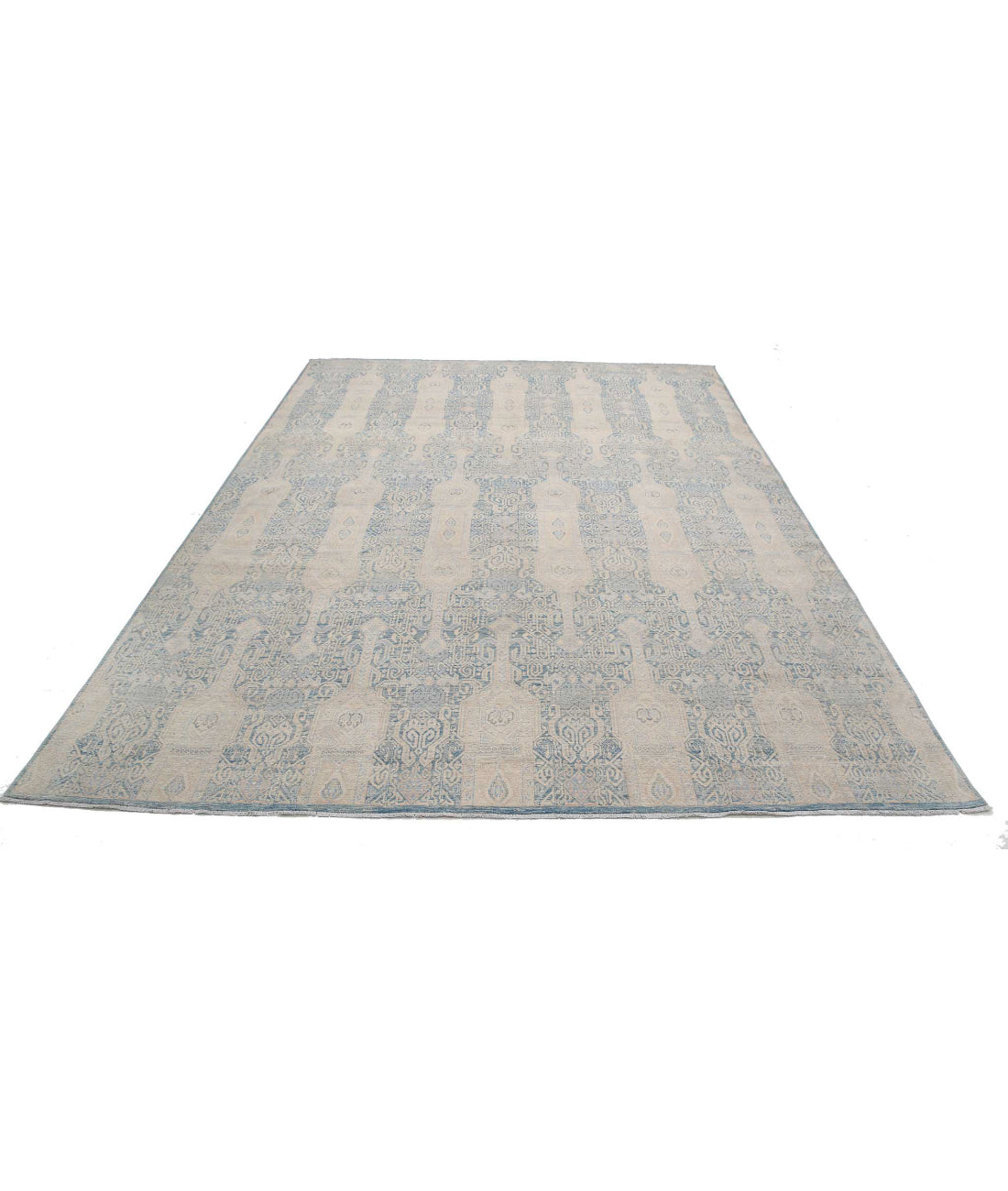 Hand Knotted Fine Artemix Wool Rug - 7'11'' x 10'4'' 7'11'' x 10'4'' (238 X 310) / Blue / Ivory