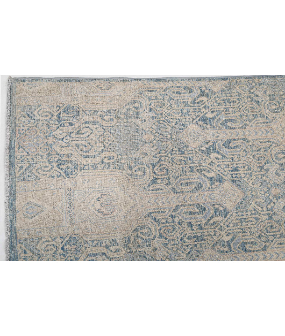Hand Knotted Fine Artemix Wool Rug - 7'11'' x 10'4'' 7'11'' x 10'4'' (238 X 310) / Blue / Ivory