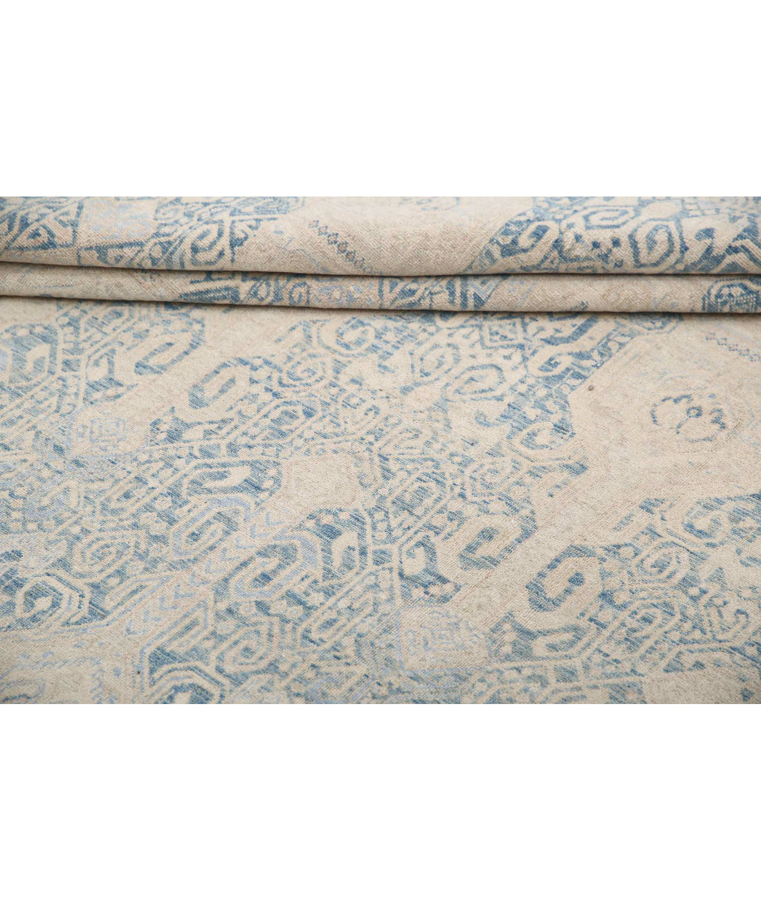 Hand Knotted Fine Artemix Wool Rug - 7'11'' x 10'4'' 7'11'' x 10'4'' (238 X 310) / Blue / Ivory