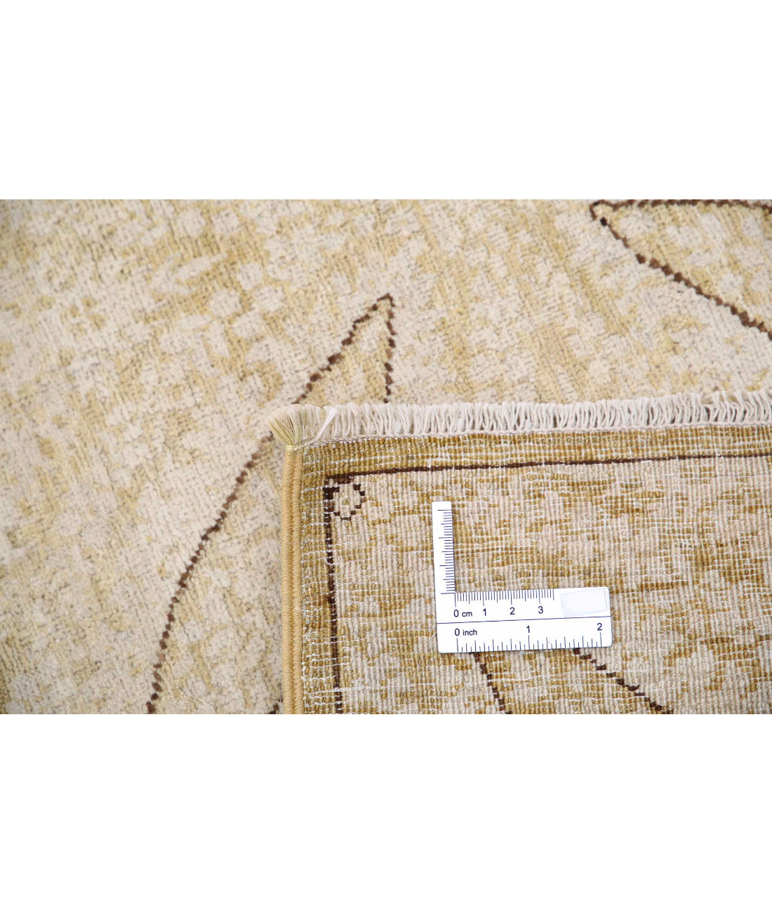 Hand Knotted Fine Artemix Wool Rug - 8'1'' x 9'8'' 8'1'' x 9'8'' (243 X 290) / Gold / Ivory