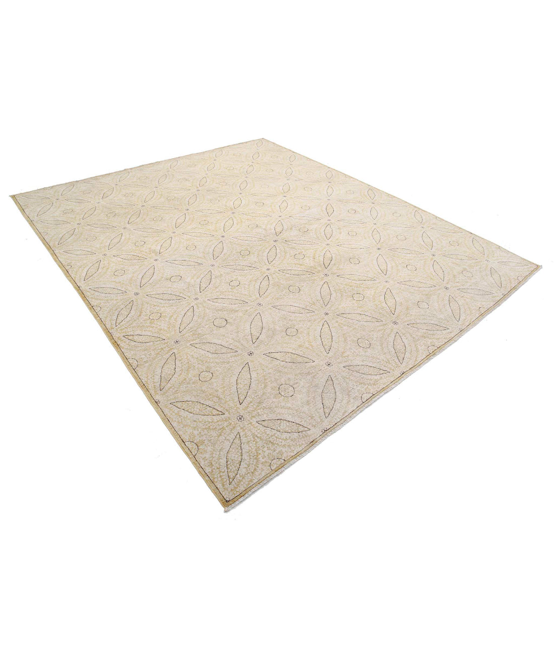Hand Knotted Fine Artemix Wool Rug - 8'1'' x 9'8'' 8'1'' x 9'8'' (243 X 290) / Gold / Ivory