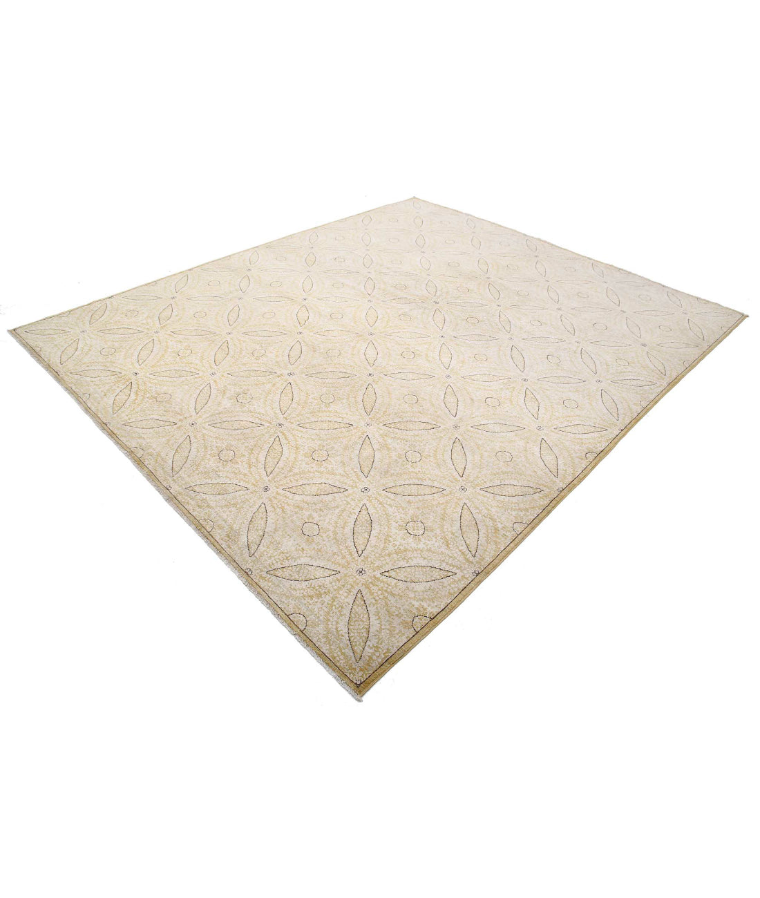 Hand Knotted Fine Artemix Wool Rug - 8'1'' x 9'8'' 8'1'' x 9'8'' (243 X 290) / Gold / Ivory
