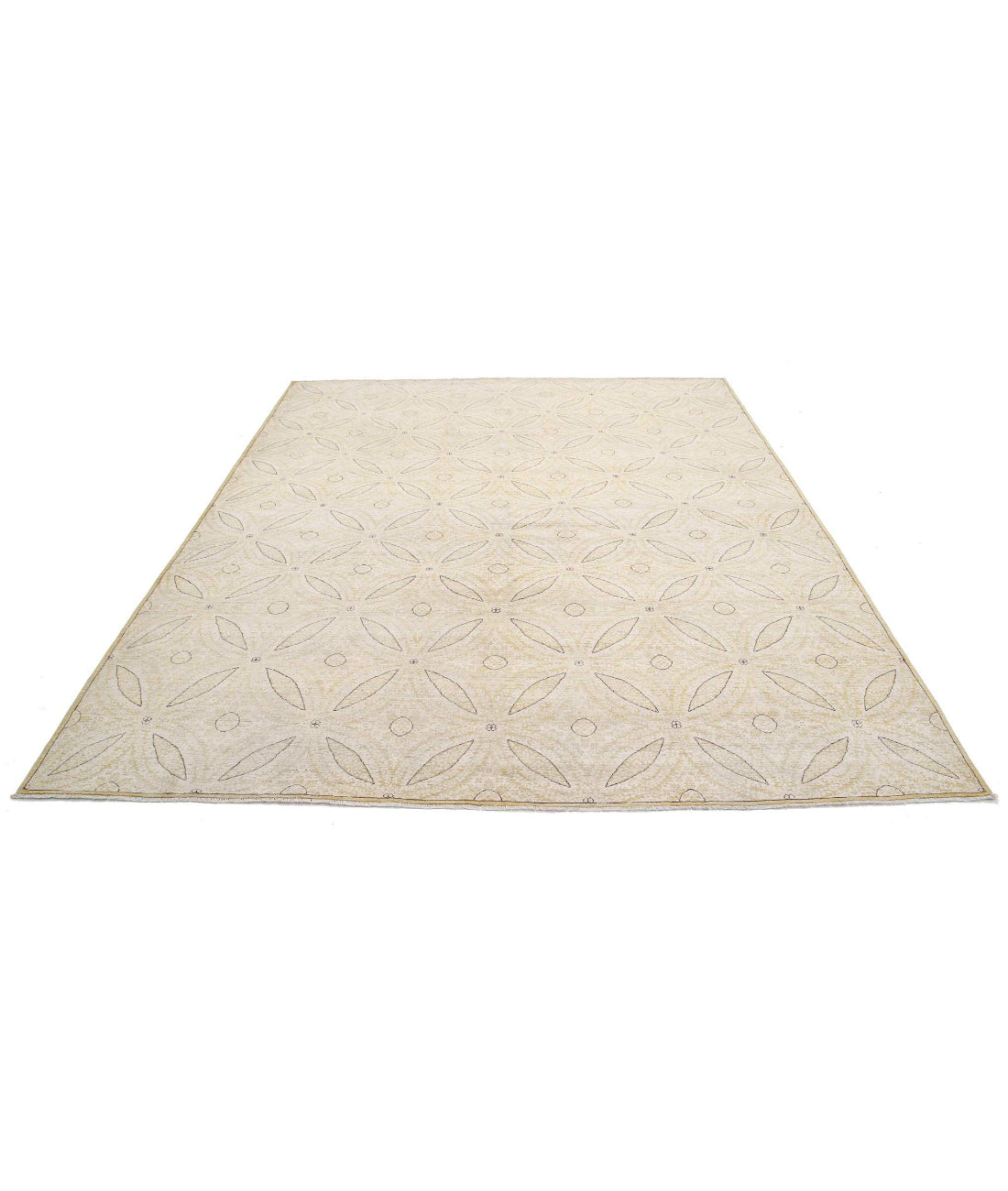 Hand Knotted Fine Artemix Wool Rug - 8'1'' x 9'8'' 8'1'' x 9'8'' (243 X 290) / Gold / Ivory