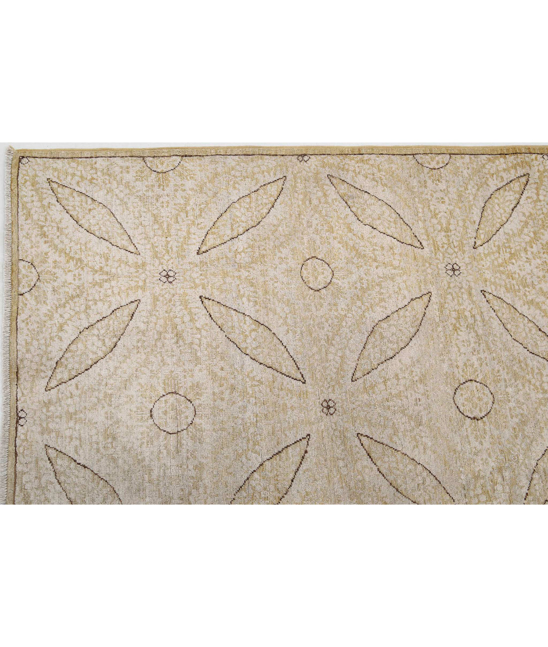 Hand Knotted Fine Artemix Wool Rug - 8'1'' x 9'8'' 8'1'' x 9'8'' (243 X 290) / Gold / Ivory