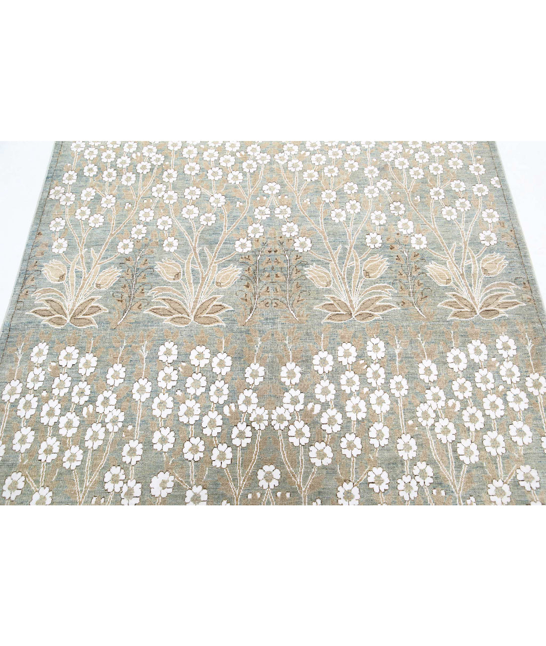 Hand Knotted Fine Artemix Wool & Cotton Rug - 4'9'' x 5'9'' 4'9'' x 5'9'' (143 X 173) / Blue / White