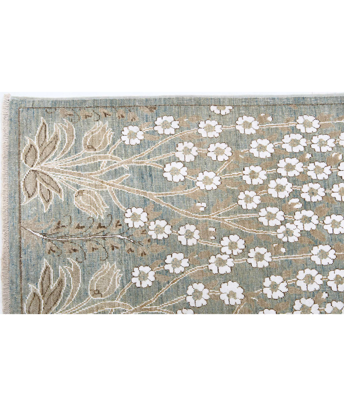 Hand Knotted Fine Artemix Wool & Cotton Rug - 4'9'' x 5'9'' 4'9'' x 5'9'' (143 X 173) / Blue / White