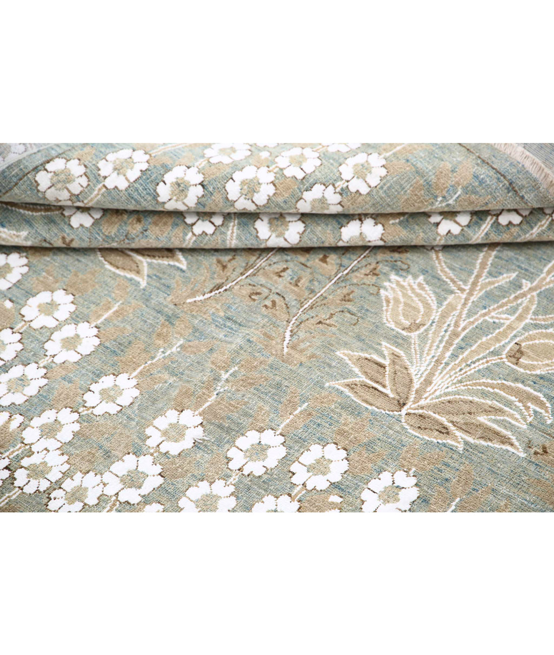 Hand Knotted Fine Artemix Wool & Cotton Rug - 4'9'' x 5'9'' 4'9'' x 5'9'' (143 X 173) / Blue / White