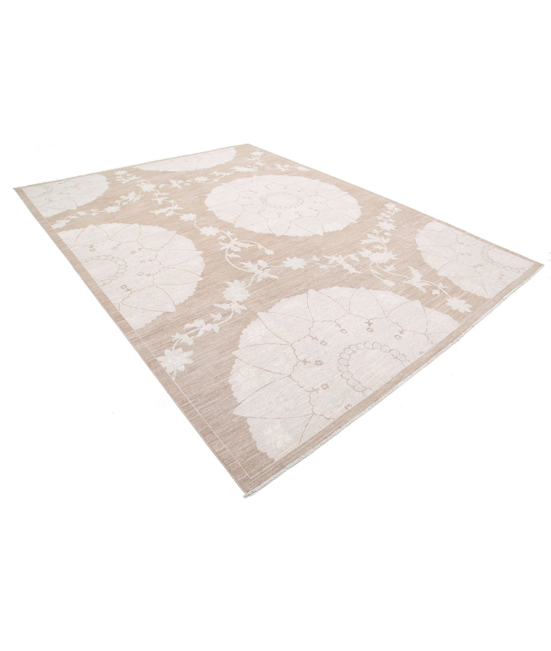 Hand Knotted Fine Serenity Wool Rug - 9'0'' x 11'11'' 9'0'' x 11'11'' (270 X 358) / Brown / Ivory