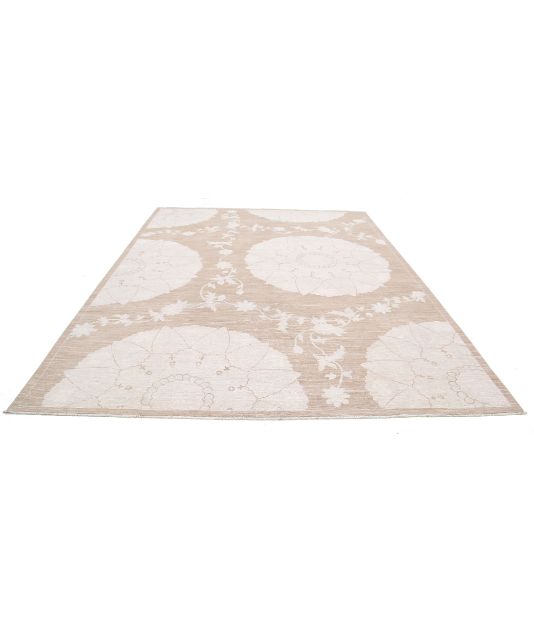 Hand Knotted Fine Serenity Wool Rug - 9'0'' x 11'11'' 9'0'' x 11'11'' (270 X 358) / Brown / Ivory