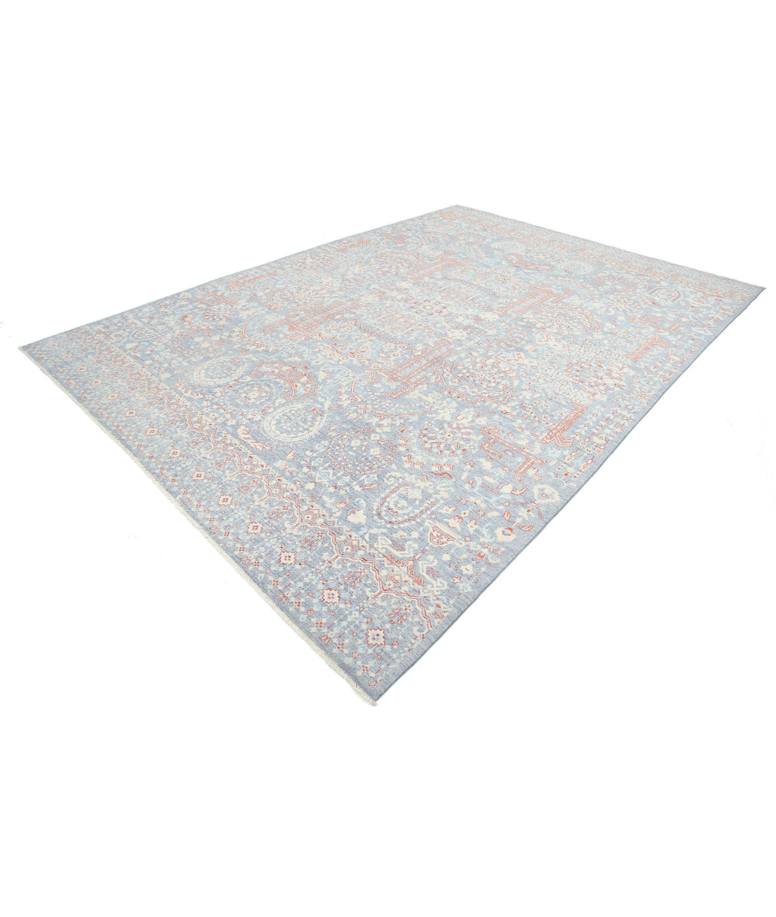 Hand Knotted Artemix Jewelry Wool Rug - 8'11'' x 13'0'' 8'11'' x 13'0'' (268 X 390) / Grey / Red