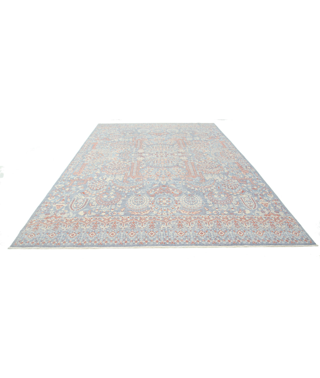 Hand Knotted Artemix Jewelry Wool Rug - 8'11'' x 13'0'' 8'11'' x 13'0'' (268 X 390) / Grey / Red