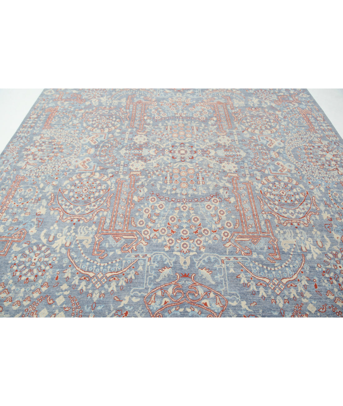 Hand Knotted Artemix Jewelry Wool Rug - 8'11'' x 13'0'' 8'11'' x 13'0'' (268 X 390) / Grey / Red