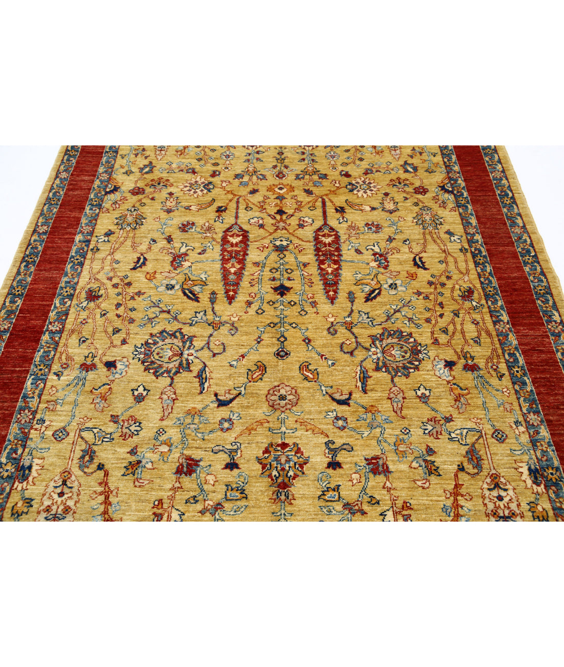 Hand Knotted Bakshaish Wool Rug - 5'6'' x 8'4'' 5'6'' x 8'4'' (165 X 250) / Gold / Red