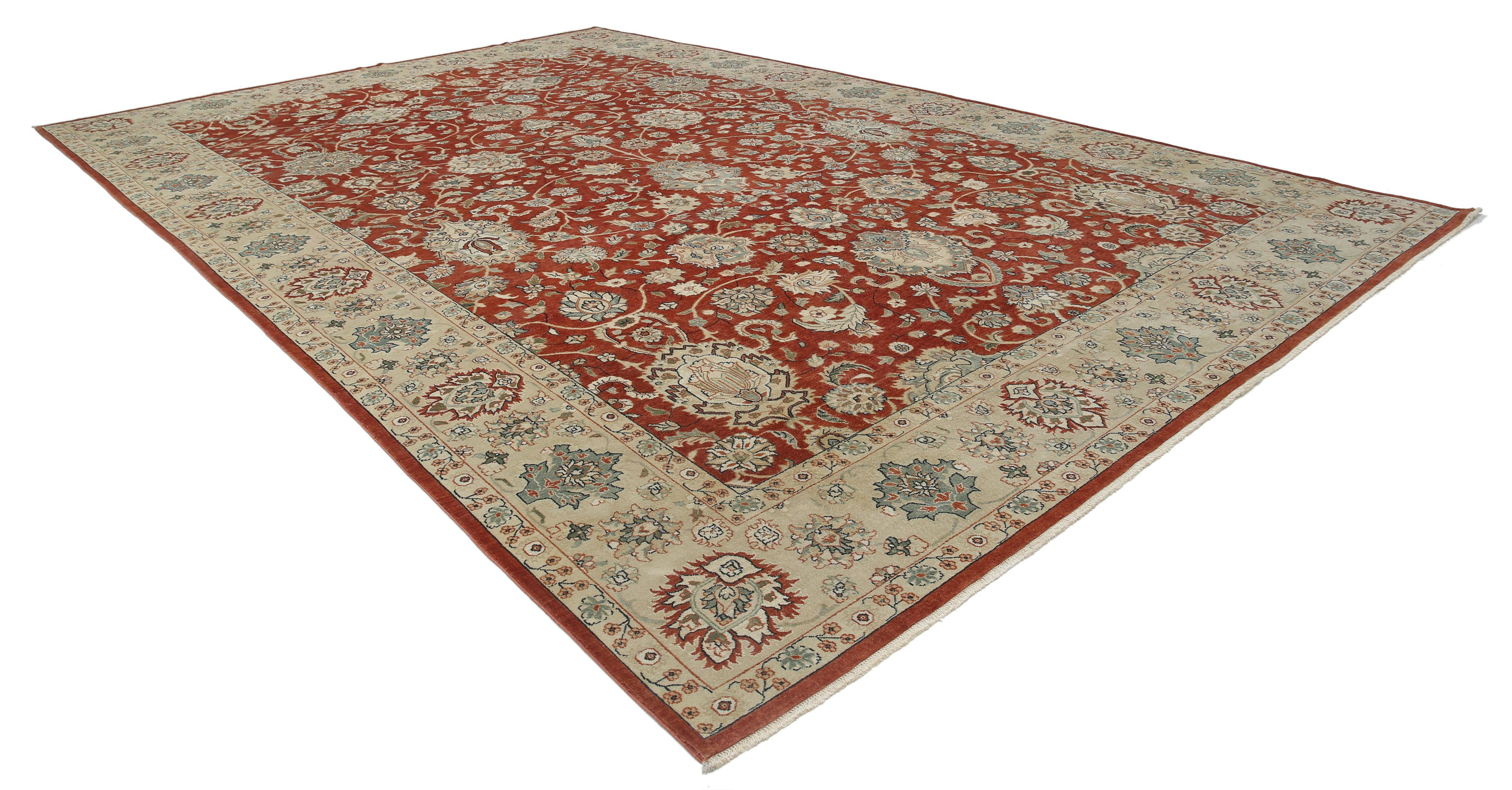 Hand Knotted Ziegler Wool Rug - 11'9'' x 18'0''