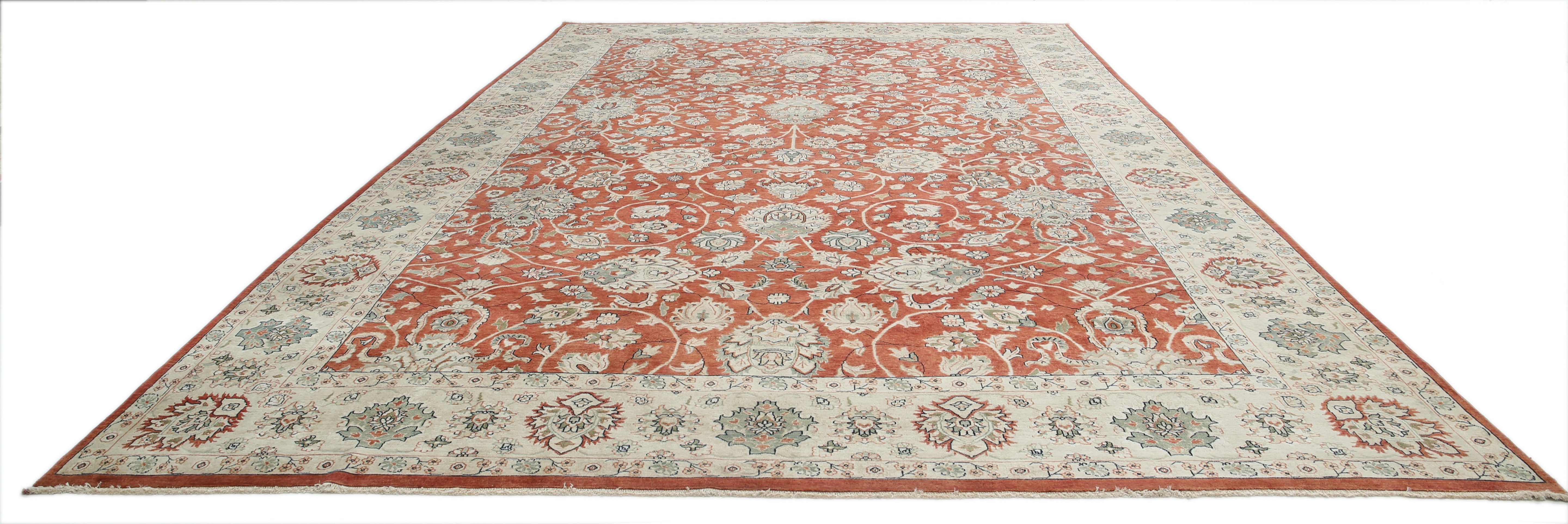 Hand Knotted Ziegler Wool Rug - 11'9'' x 18'0''