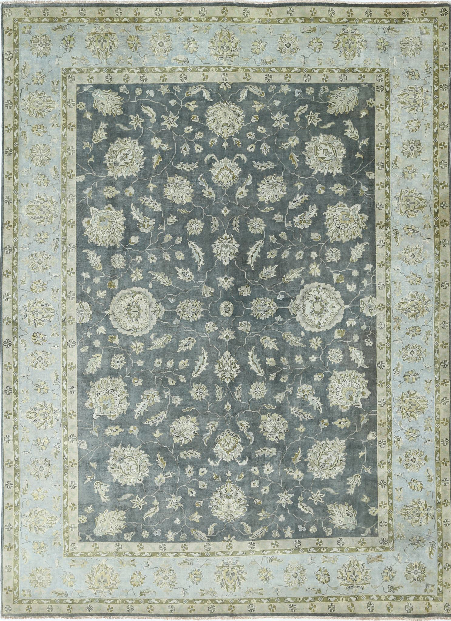 Hand Knotted Ziegler Wool Rug - 9'10'' x 13'9''