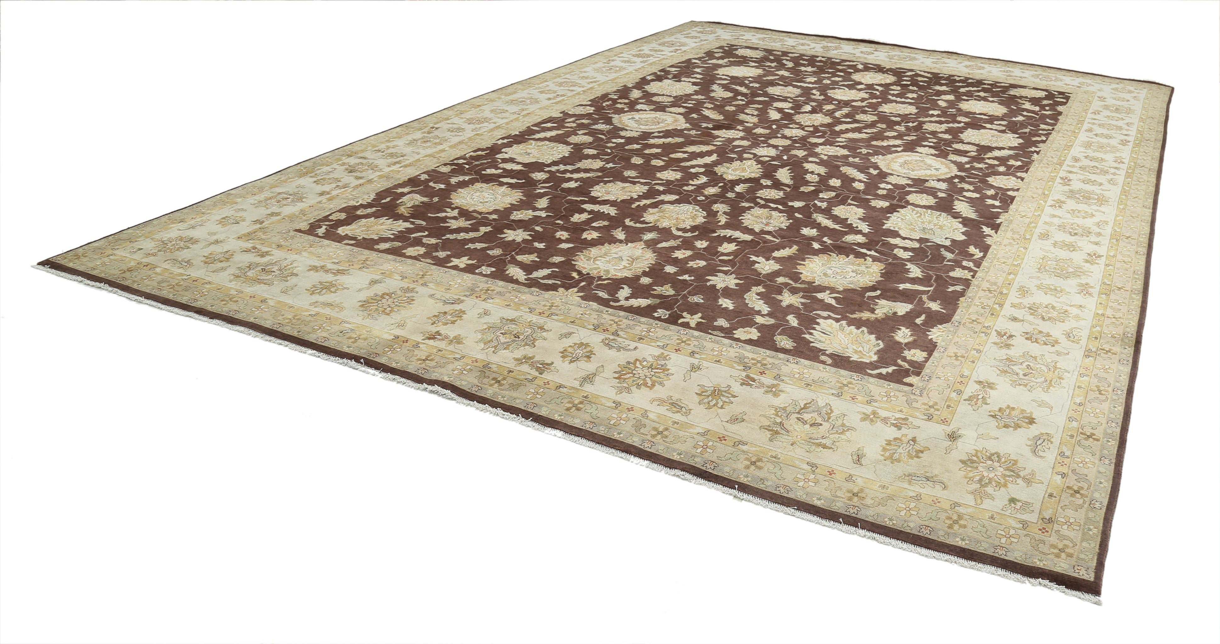 Hand Knotted Ziegler Wool Rug - 11'9'' x 17'6''