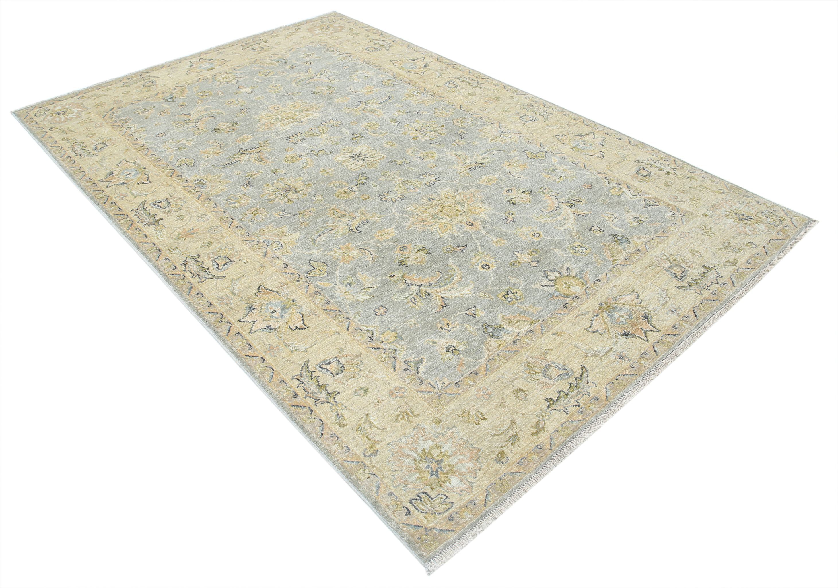 Hand Knotted Ziegler Wool Rug - 5'5'' x 8'3''