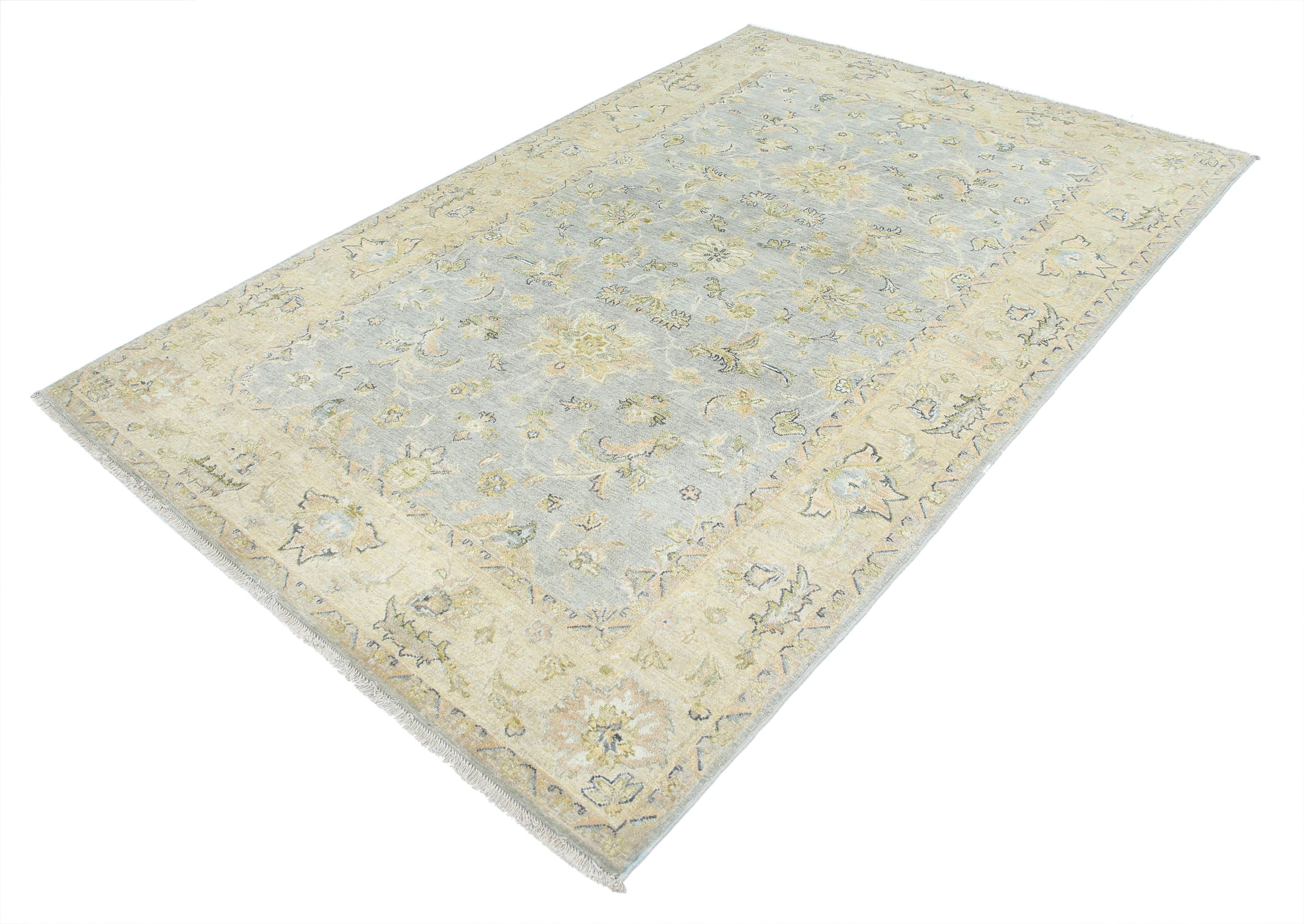 Hand Knotted Ziegler Wool Rug - 5'5'' x 8'3''